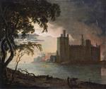 Joseph Wright of Derby - Bilder Gemälde - Caernarvon Castle by Moonlight