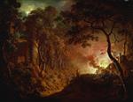 Joseph Wright of Derby - Bilder Gemälde - Cottage on Fire