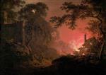 Joseph Wright of Derby - Bilder Gemälde - Cottage on Fire
