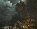 Joseph Wright of Derby - Bilder Gemälde - Earthstopper on the Banks of the Derwent
