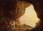 Joseph Wright of Derby  - Bilder Gemälde - Grotto by the Seaside in the Kingdom of Naples with Banditti, Sunset