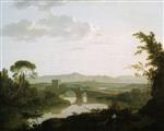 Joseph Wright of Derby  - Bilder Gemälde - Imaginary Landscape with a Bridge in the Roman Campagna