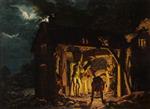 Joseph Wright of Derby  - Bilder Gemälde - Iron Forge Viewed from Outside