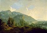 Bild:Italian Landscape with Mountains and a River