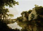 Joseph Wright of Derby  - Bilder Gemälde - Landscape with Dale Abbey