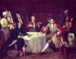 William Hogarth - Bilder Gemälde - Portrait des Lord George Graham in seiner Kajuete
