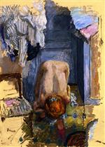Pierre Bonnard  - Bilder Gemälde - Crouching Nude Leaning Forward