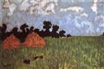 Pierre Bonnard  - Bilder Gemälde - Green Lawn with Two Haystacks