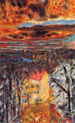 Pierre Bonnard  - Bilder Gemälde - Landscape, Pink House, Sunset