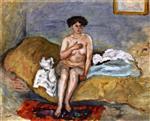 Pierre Bonnard  - Bilder Gemälde - Nude Woman Seated on a Sofa