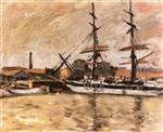 Pierre Bonnard  - Bilder Gemälde - Sailboat on the Quay
