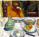 Pierre Bonnard  - Bilder Gemälde - The Provençal Carafe, Marthe Bonnard and Her Dog Ubu