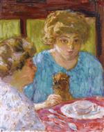 Pierre Bonnard  - Bilder Gemälde - Two Women with Cat at the Table