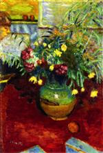 Pierre Bonnard  - Bilder Gemälde - Vase of Flowers with Figure