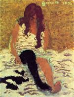 Pierre Bonnard  - Bilder Gemälde - Woman Pulling on her Stockings