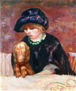 Bild:Woman with a Basset Hound