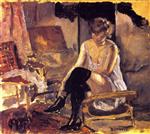 Pierre Bonnard  - Bilder Gemälde - Young Woman Seated on a Chaise Lounge