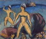 Ernst Ludwig Kirchner - Bilder Gemälde - Bathers at Fehmarn