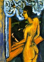 Ernst Ludwig Kirchner - Bilder Gemälde - Brauner Akt am Fenster