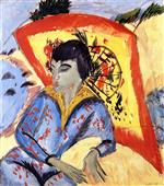 Ernst Ludwig Kirchner  - Bilder Gemälde - Erna with Japanese Umbrella