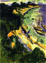 Ernst Ludwig Kirchner  - Bilder Gemälde - Fehmarn Bay with Boats