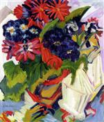 Ernst Ludwig Kirchner  - Bilder Gemälde - Flower Pot and Sugar Bowl