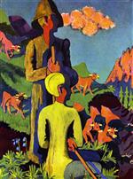 Ernst Ludwig Kirchner  - Bilder Gemälde - Hirten am Abend