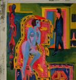 Ernst Ludwig Kirchner  - Bilder Gemälde - Interior with Nude Woman and Man