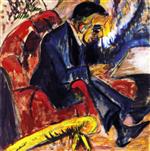 Ernst Ludwig Kirchner  - Bilder Gemälde - Man Sitting on a Park Bench