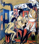 Ernst Ludwig Kirchner  - Bilder Gemälde - Nudes in the Studio