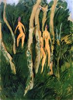 Ernst Ludwig Kirchner  - Bilder Gemälde - Nudes Next to the Shore Woods