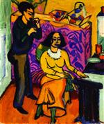 Ernst Ludwig Kirchner  - Bilder Gemälde - Otto and Maschka Mueller in the Studio