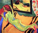 Ernst Ludwig Kirchner  - Bilder Gemälde - Reclining Nude in Front of a Mirror