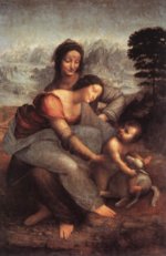Leonardo da Vinci - Bilder Gemälde - Heilige Anna Maria (Christuskind mit Lamm)