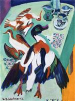 Ernst Ludwig Kirchner  - Bilder Gemälde - Still Life with Ducks and Snipes