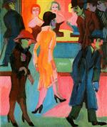 Ernst Ludwig Kirchner  - Bilder Gemälde - Street Scene in front of a Barbershop