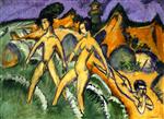 Ernst Ludwig Kirchner  - Bilder Gemälde - Striding into the Sea