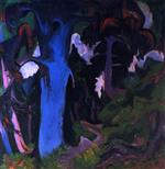 Ernst Ludwig Kirchner  - Bilder Gemälde - The Blue Tree, Bergwald