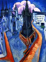Ernst Ludwig Kirchner  - Bilder Gemälde - The Red Tower at Halle