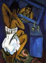 Ernst Ludwig Kirchner  - Bilder Gemälde - Toilette; Frau vor Spiegel