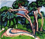 Ernst Ludwig Kirchner  - Bilder Gemälde - Trees above Sandy Path