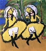 Ernst Ludwig Kirchner  - Bilder Gemälde - Two Dancing Girls