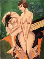 Ernst Ludwig Kirchner  - Bilder Gemälde - Two Female Nudes in a Room