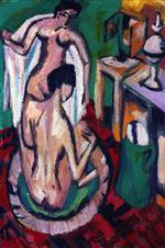 Ernst Ludwig Kirchner  - Bilder Gemälde - Two Naked Girls in a Flat Pan