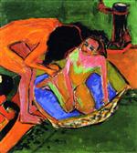 Ernst Ludwig Kirchner  - Bilder Gemälde - Two Nudes with Bathtub and Oven