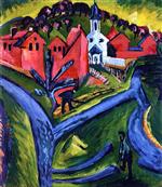 Ernst Ludwig Kirchner  - Bilder Gemälde - Village with Blue Paths
