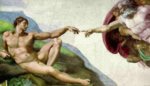 Michelangelo Buonarroti - Bilder Gemälde - Der Schöpfer erschafft Adam