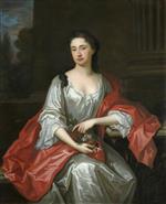 Godfrey Kneller  - Bilder Gemälde - Portrait of a Lady Holding Flowers