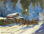 Konstantin Alexejewitsch Korowin - Bilder Gemälde - A winter sledge ride