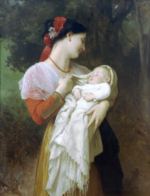 William Bouguereau - Bilder Gemälde - admiration maternelle